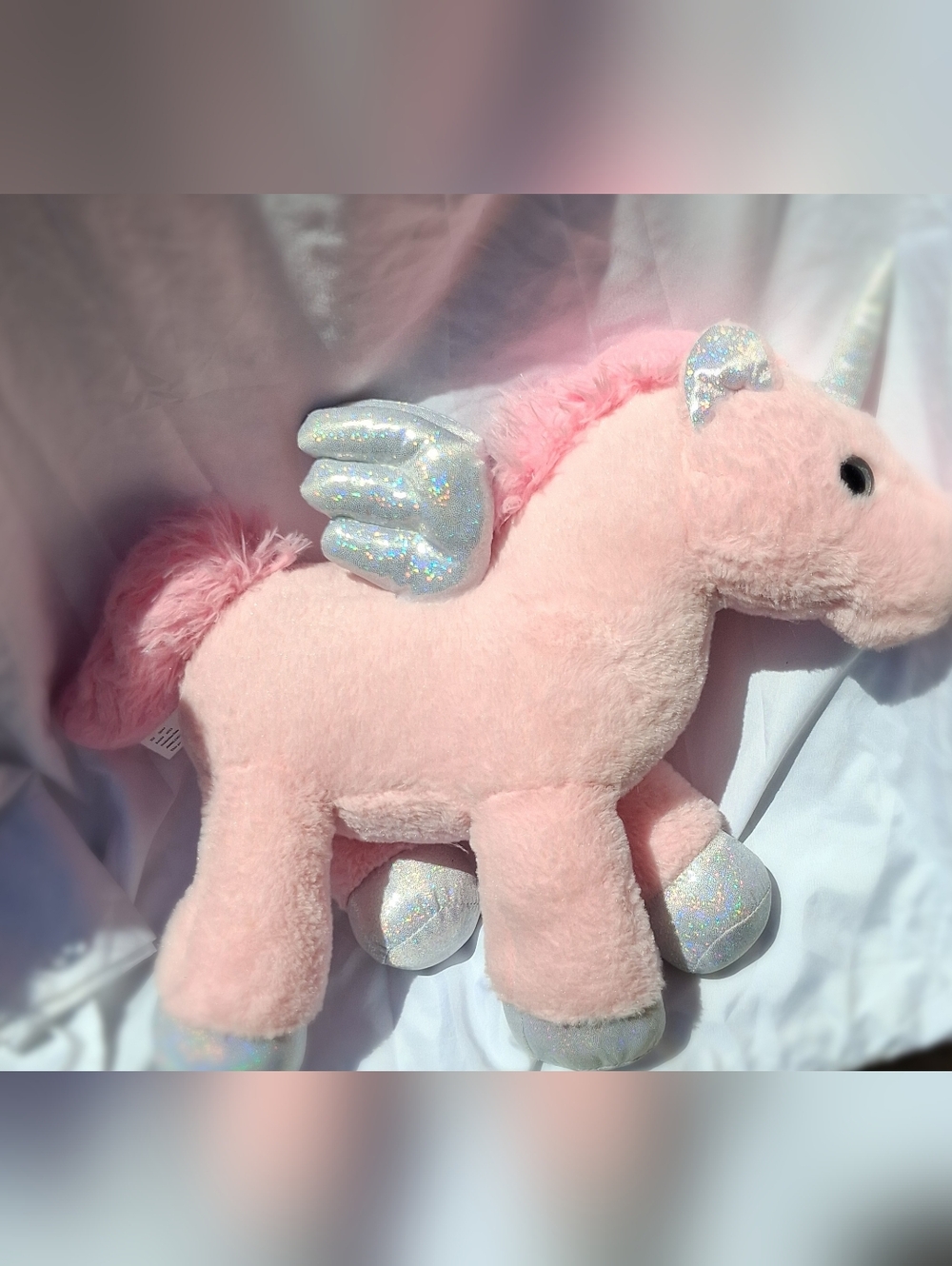 Kellytoy Pink Unicorn Plush with Sparkle Wings and Hooves